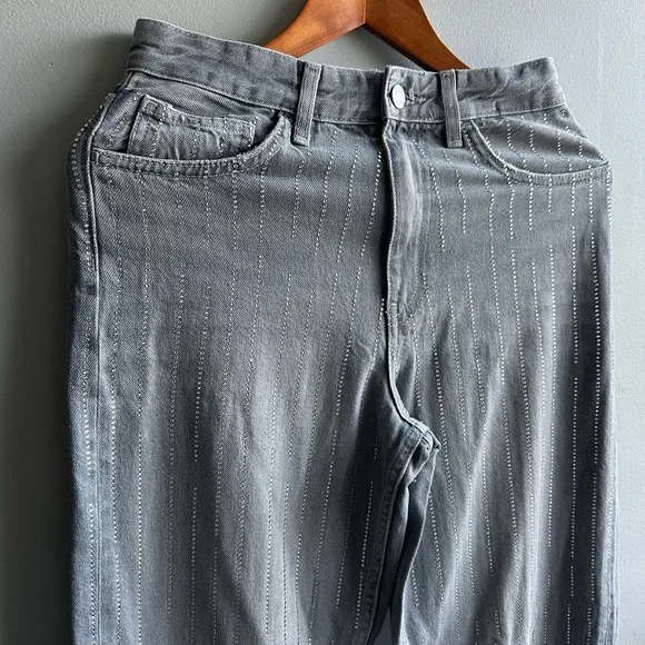 Zara Gray Embellished Boy Fit Jeans - Picture 2 of 4